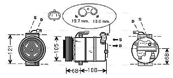 Компресор, система кондиціонування повітря   OLAK138   AVA QUALITY COOLING