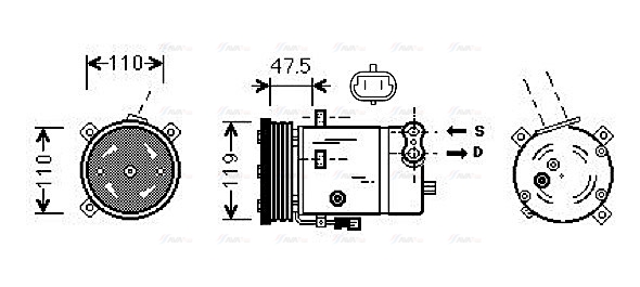 Компрессор, кондиционер   OLAK277   AVA QUALITY COOLING