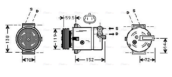 Компресор, система кондиціонування повітря   OLAK279   AVA QUALITY COOLING