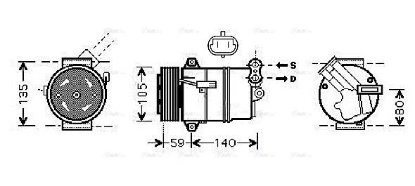 Компрессор, кондиционер, AVA QUALITY COOLING OLAK437 Компрессор, кондиционер, AVA QUALITY COOLING OLAK437