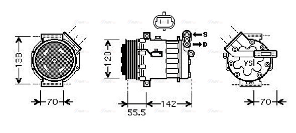 Компресор, система кондиціонування повітря   OLAK447   AVA QUALITY COOLING