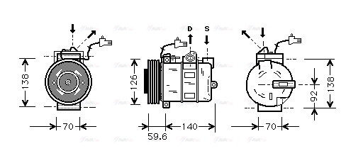 Компрессор, кондиционер   SBAK054   AVA QUALITY COOLING