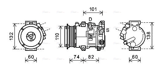 Компресор, система кондиціонування повітря   TOAK628   AVA QUALITY COOLING