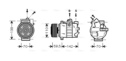 Компресор, система кондиціонування повітря   VNAK220   AVA QUALITY COOLING