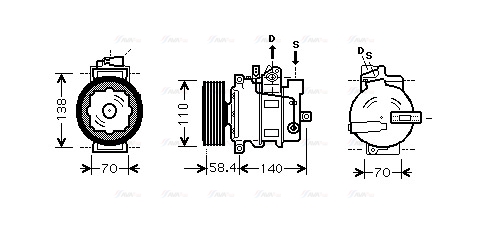 Компресор, система кондиціонування повітря   VNAK265   AVA QUALITY COOLING