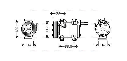 Компресор, система кондиціонування повітря   VOAK121   AVA QUALITY COOLING