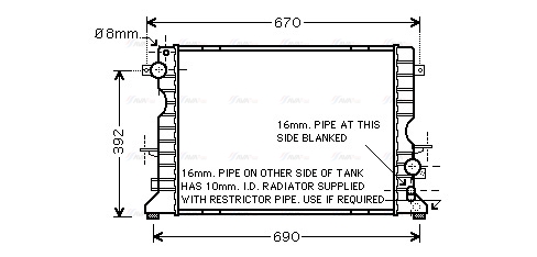 Радіатор, система охолодження двигуна   AU2184   AVA QUALITY COOLING