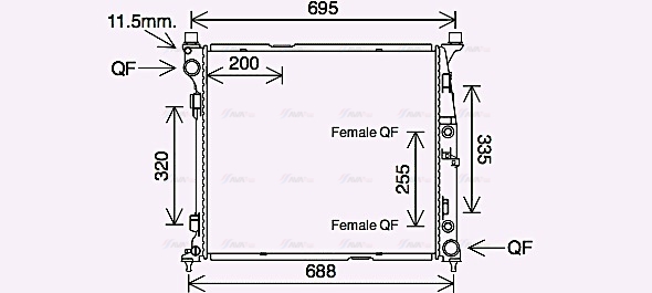 Радиатор, охлаждение двигателя   MS2694   AVA QUALITY COOLING