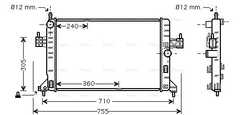 Радіатор, система охолодження двигуна   OL2305   AVA QUALITY COOLING