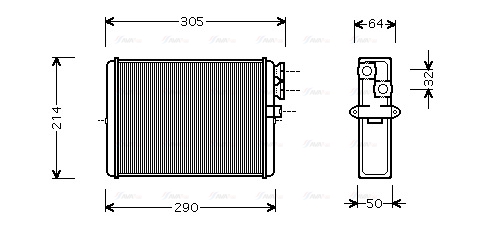 Теплообмінник, система опалення салону   VOA6110   AVA QUALITY COOLING