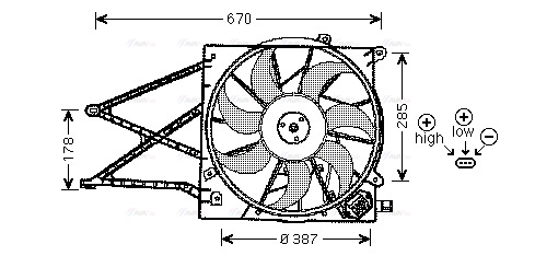 Вентилятор, охлаждение двигателя   OL7524   AVA QUALITY COOLING