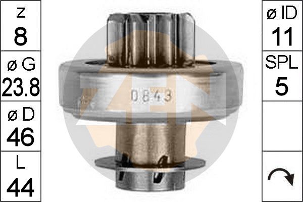 Механізм вільного ходу, стартер   ZN0843   ERA