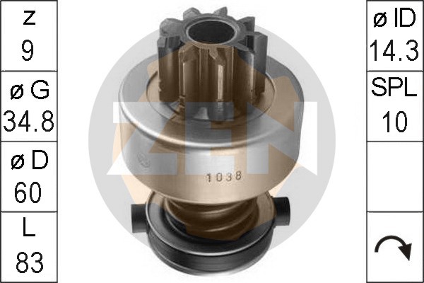 Механізм вільного ходу, стартер   ZN1038   ERA