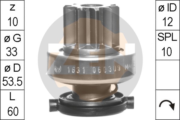 Привод с механизмом свободного хода, стартер   ZN1631   ERA