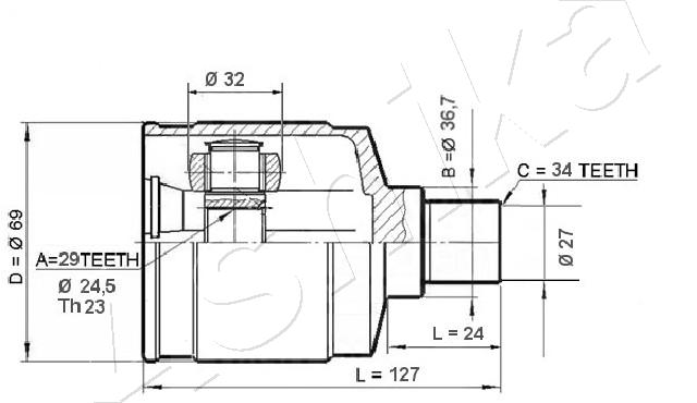 Комплект шарнірів, приводний вал 62-0W-W20 ASHIKA #2