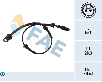 Датчик, кількість обертів колеса   78297   FAE