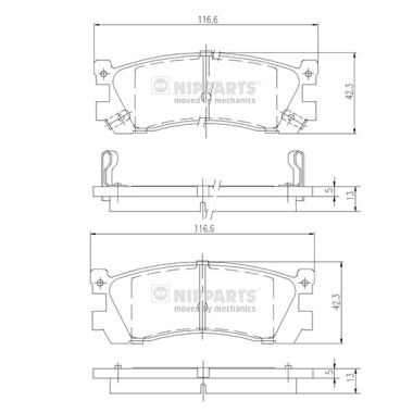 Комплект тормозных колодок, дисковый тормоз   J3613005   NIPPARTS