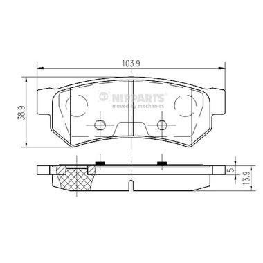 Комплект гальмівних накладок, дискове гальмо   N3610907   NIPPARTS