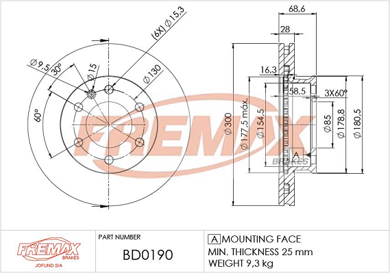 Тормозной диск   BD-0190   FREMAX