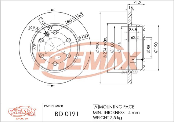 Тормозной диск   BD-0191   FREMAX