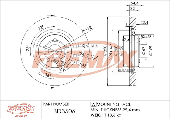 Тормозной диск   BD-3506   FREMAX