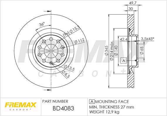 Гальмівний диск   BD-4083   FREMAX