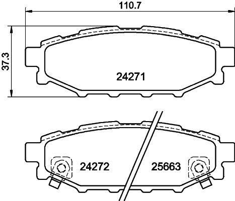 Комплект гальмівних накладок, дискове гальмо   8DB 355 012-261   HELLA PAGID