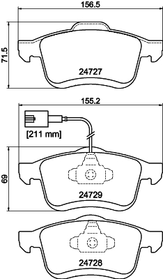 Комплект гальмівних накладок, дискове гальмо   8DB 355 014-241   HELLA PAGID