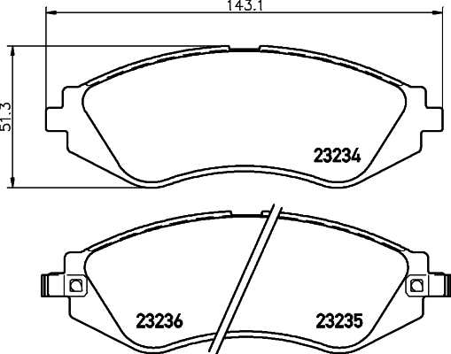 Комплект гальмівних накладок, дискове гальмо   8DB 355 017-141   HELLA PAGID