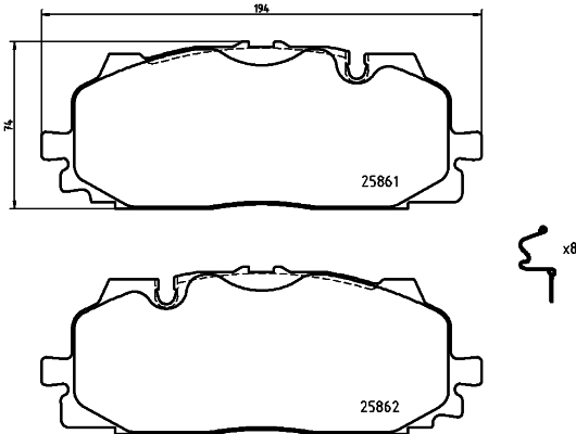 Комплект тормозных колодок, дисковый тормоз   8DB 355 021-641   HELLA PAGID