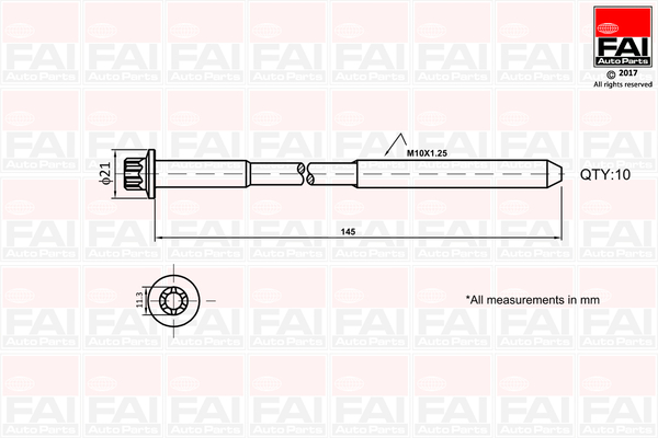 Комплект болтов головки цилидра   B1140   FAI AutoParts