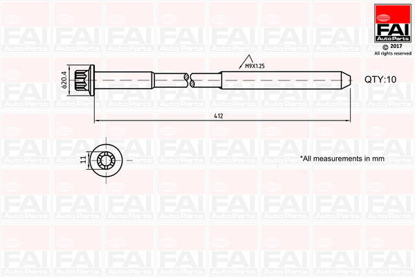 Комплект гвинтів голівки циліндра   B292   FAI AutoParts