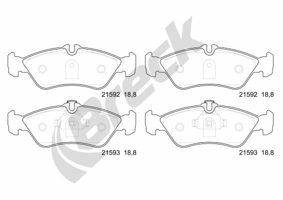 Комплект гальмівних накладок, дискове гальмо   21592 00 705 10   BRECK