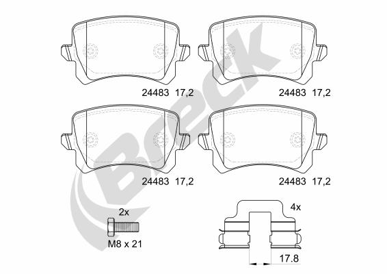 Комплект гальмівних накладок, дискове гальмо   24483 00 704 10   BRECK