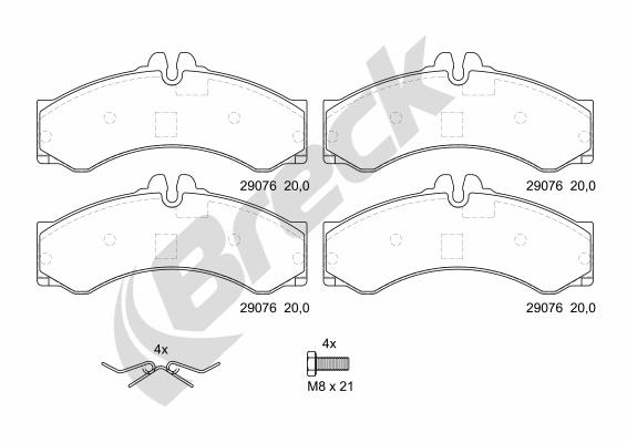 Комплект тормозных колодок, дисковый тормоз   29076 00 703 10   BRECK