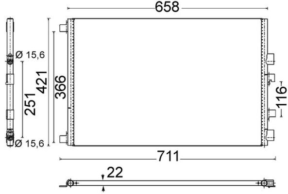 Конденсатор, кондиционер   AC 701 000S   MAHLE