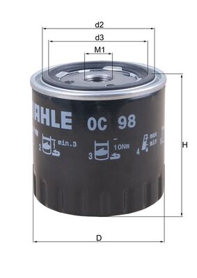 Оливний фільтр   OC 98   MAHLE