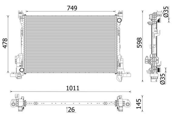 Радіатор, система охолодження двигуна   CR 2637 000P   MAHLE