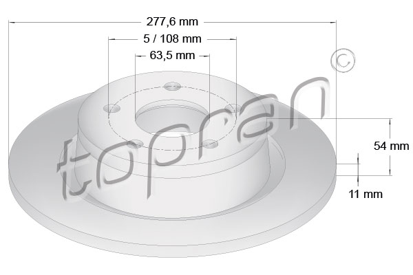 Тормозной диск   302 249   TOPRAN