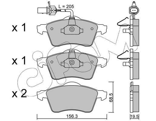 Комплект гальмівних накладок, дискове гальмо, CIFAM 822-263-1 Комплект гальмівних накладок, дискове гальмо, CIFAM 822-263-1