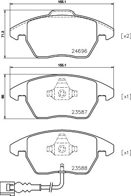 Комплект гальмівних накладок, дискове гальмо   8DB 355 023-161   HELLA
