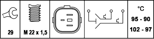 Термовыключатель, вентилятор радиатора 6ZT 007 837-061 HELLA #1