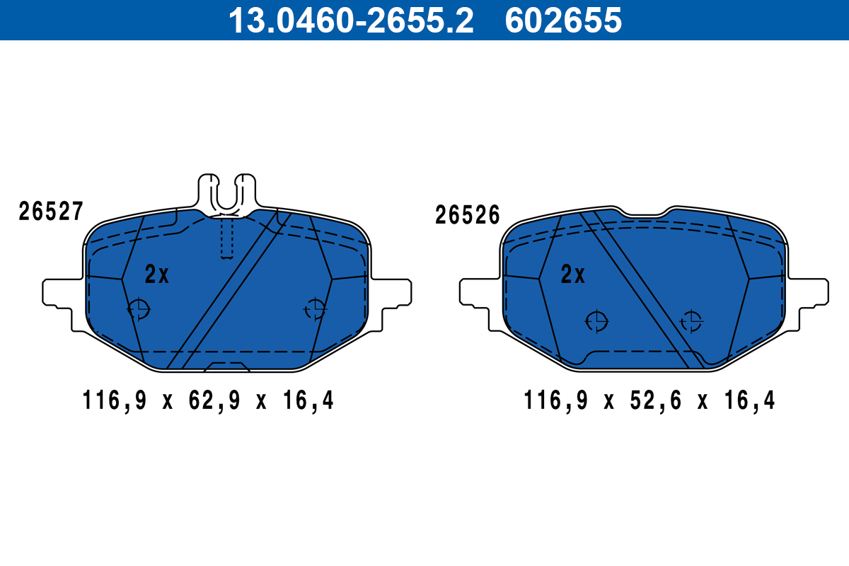 Комплект тормозных колодок, дисковый тормоз   13.0460-2655.2   ATE