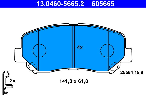 Комплект тормозных колодок, дисковый тормоз   13.0460-5665.2   ATE