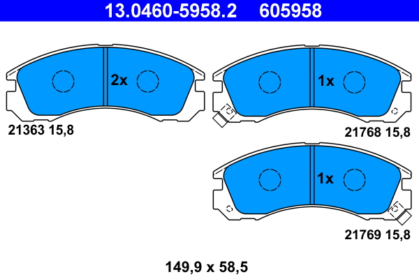 Комплект гальмівних накладок, дискове гальмо   13.0460-5958.2   ATE