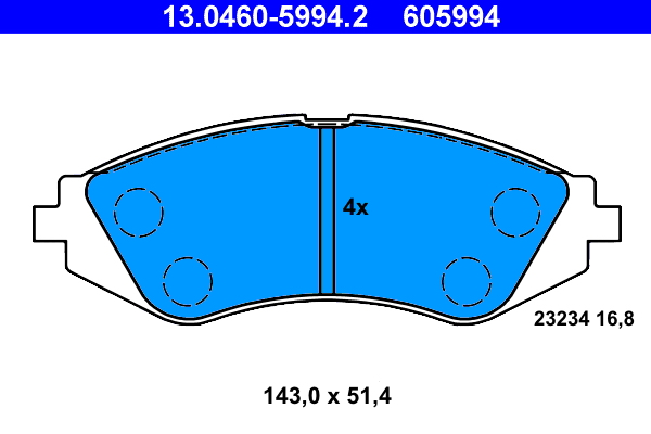 Комплект гальмівних накладок, дискове гальмо   13.0460-5994.2   ATE