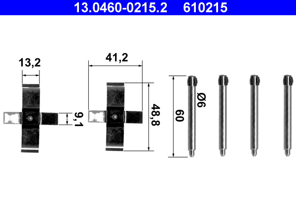 Комплектующие, колодки дискового тормоза   13.0460-0215.2   ATE