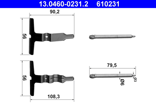 Комплектующие, колодки дискового тормоза   13.0460-0231.2   ATE