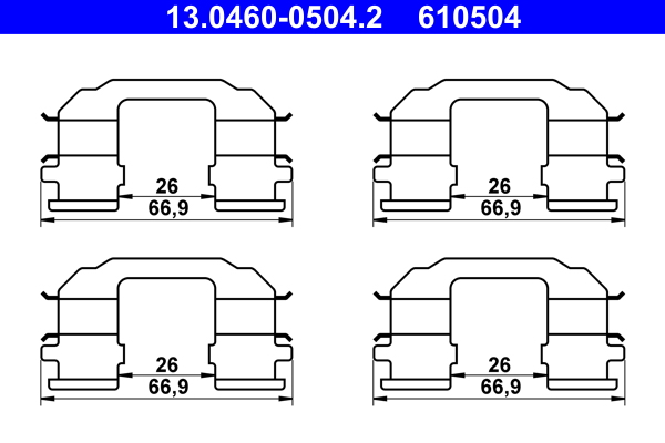 Комплектующие, колодки дискового тормоза   13.0460-0504.2   ATE