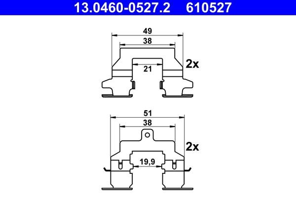 Комплектующие, колодки дискового тормоза   13.0460-0527.2   ATE